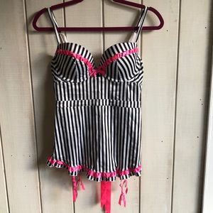 Victoria’s Secret Sexy Little Things striped bow teddy bodysuit sleepwear 36C